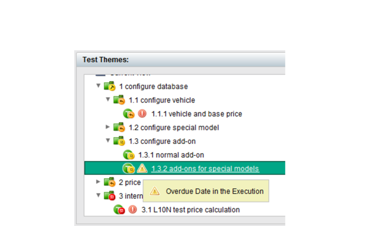 Problems found are visualised by icon and tooltip